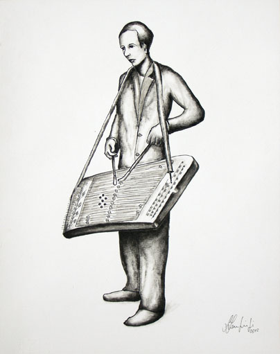 Disegno di Silvio Sangiorgi - Ritratto di musicante