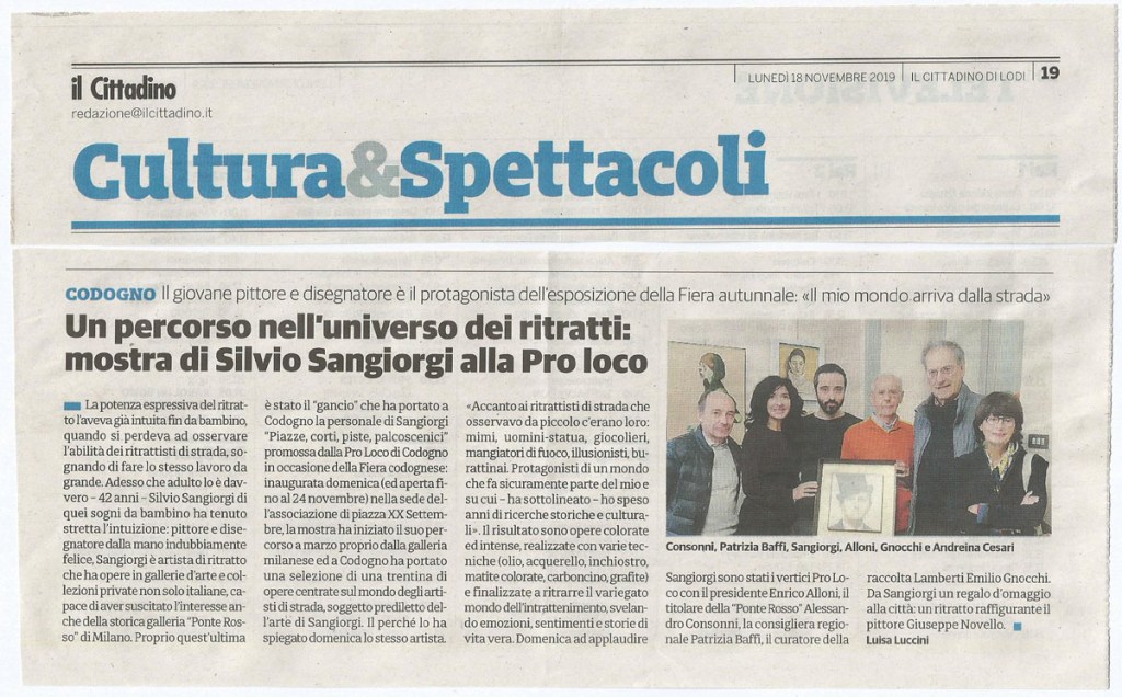 Articolo Il Cittadino di Lodi del 18 novembre 2019