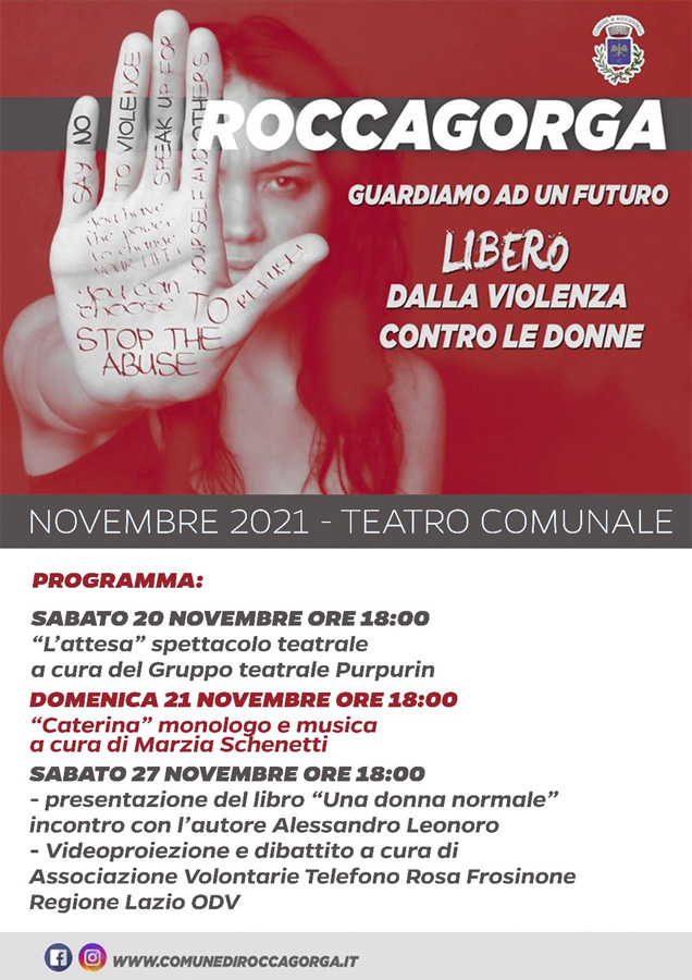 Locandina programma novembre 2021 Teatro comunale di Roccagorga