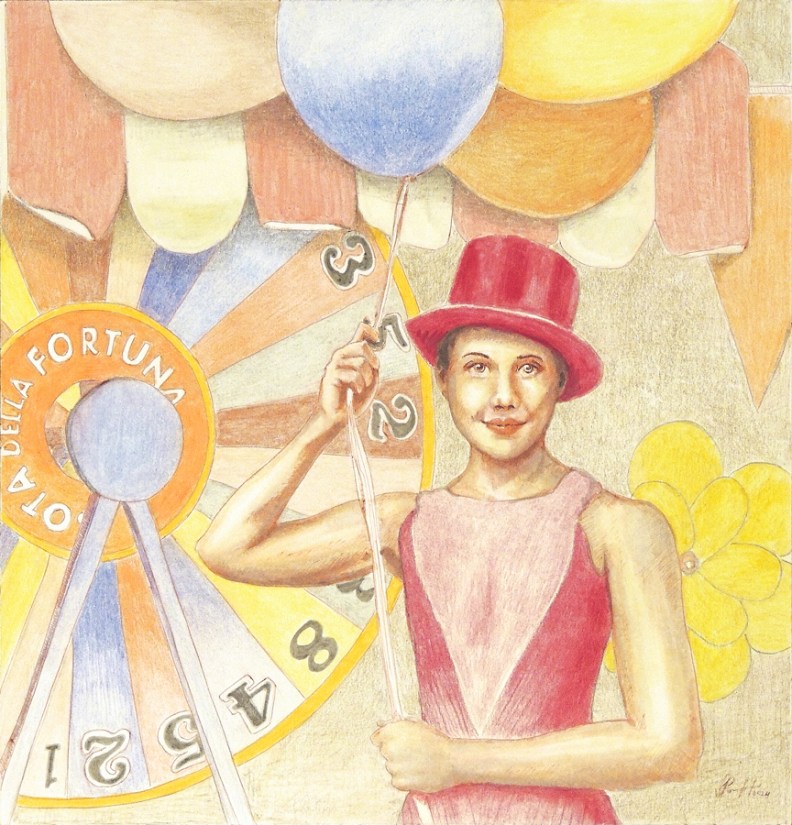 Silvio Sangiorgi ritratto di donna che vende i palloncini