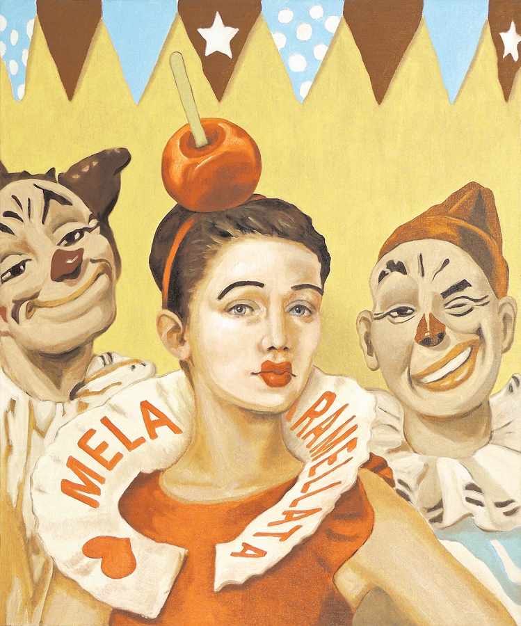 Silvio Sangiorgi ritratto di venditrice di mele caramellate alla fiera del circo