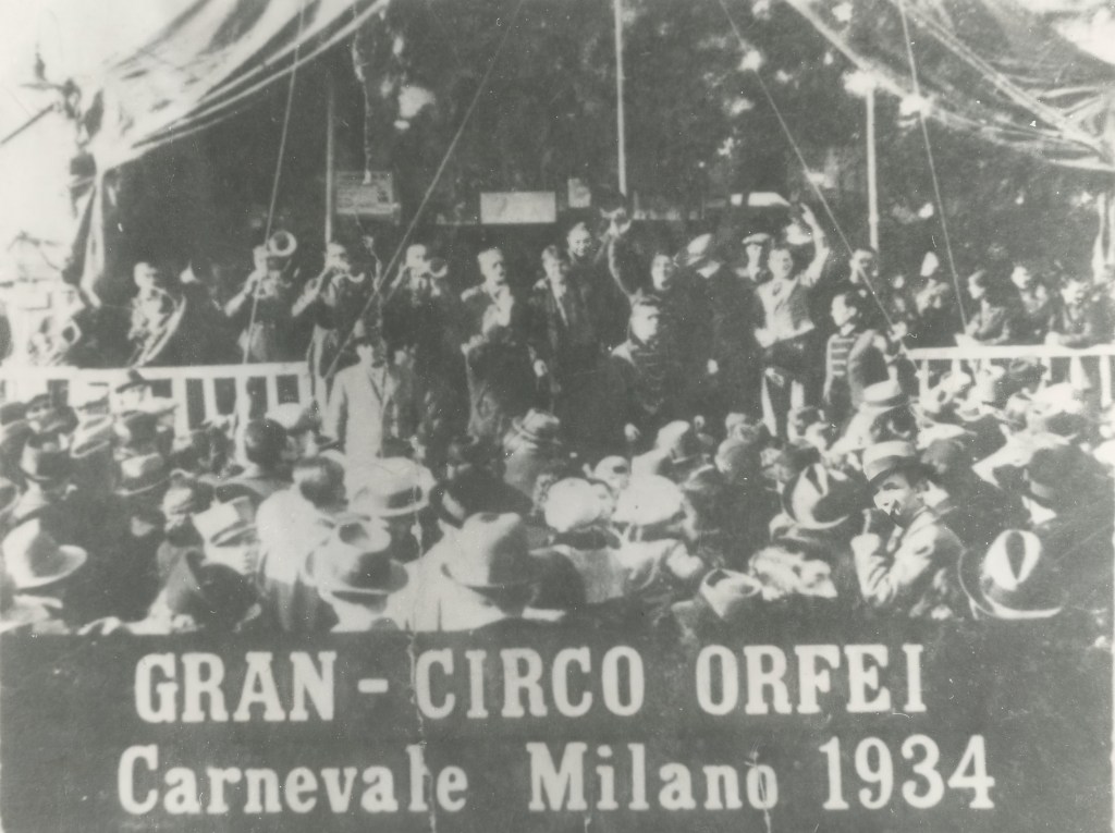 Circo Orfei, invito allo spettacolo per carnevale 1934